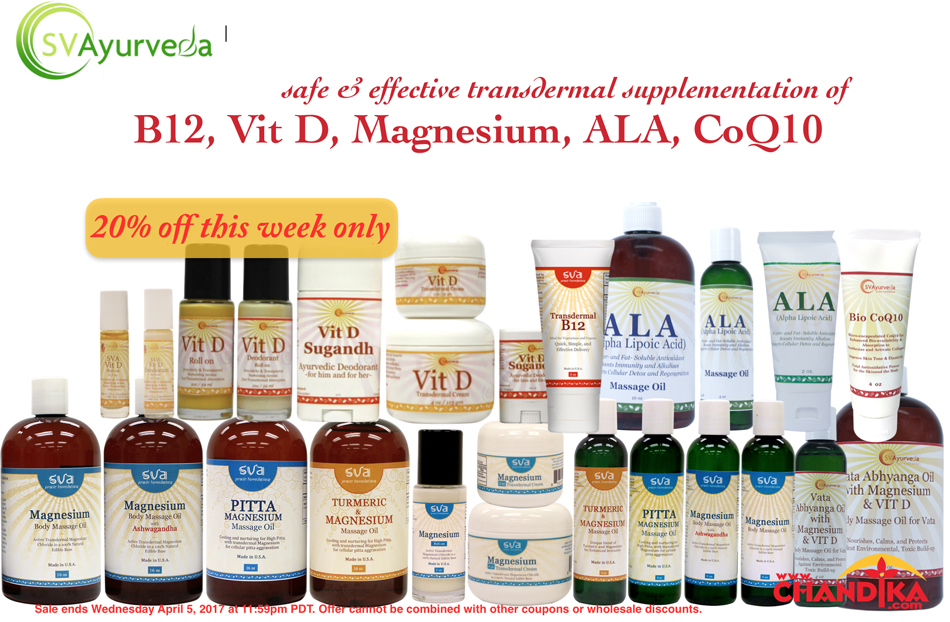 Get your Vit D, B12, Magnesium, ALA, Bio CoQ10 Transdermally with SVA • Shaka Vansiya Ayurveda